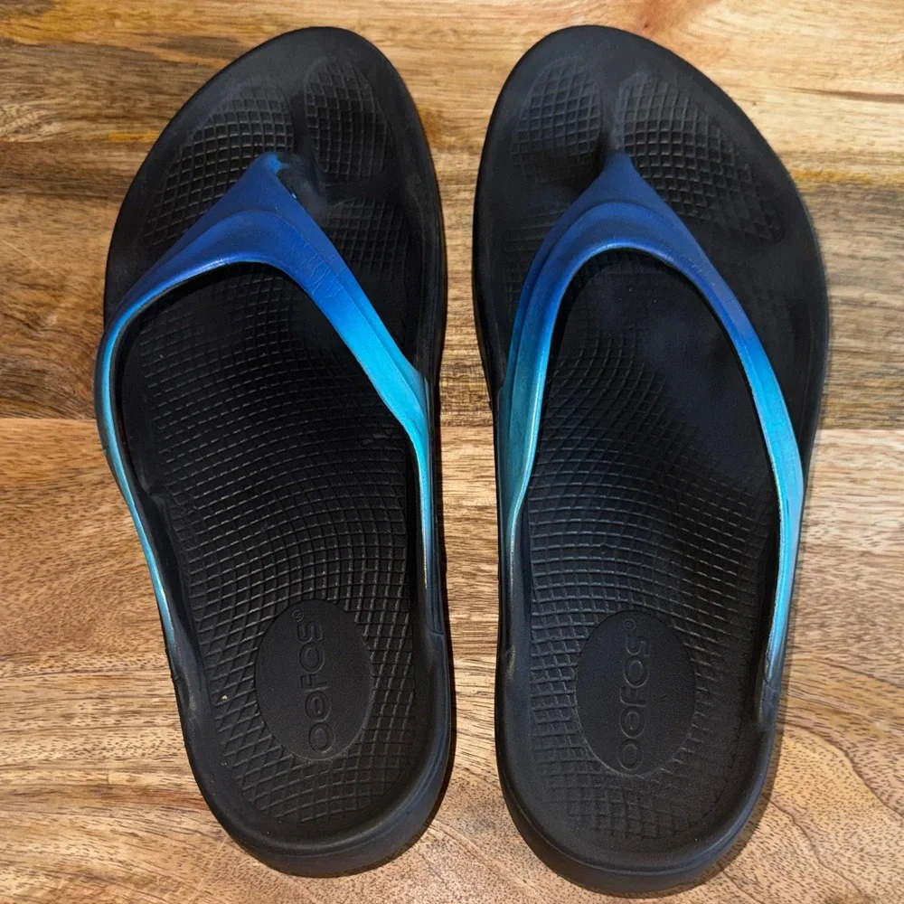 Oofos Oolsla Luxe Recovery  women’s size 9 Flip Flop Sandals Atlantis Blue - Picture 3 of 7